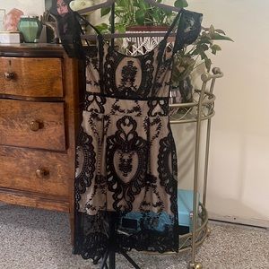 Black lace dress. Nude underdress attached.